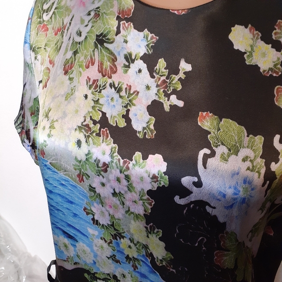 Preen by Thornton Bregazzi Blue Akiko Kimono Cruise 100% Silk Dress Sz S - Picture 7 of 11